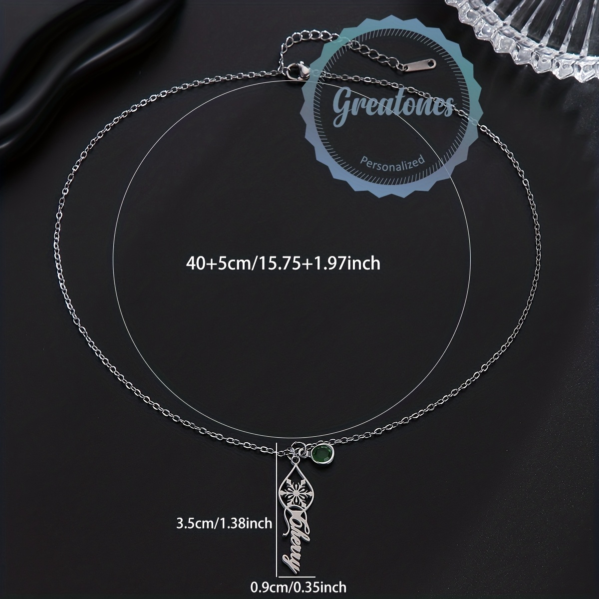 Custom Stainless Steel Teardrop Snowflake Name Necklace