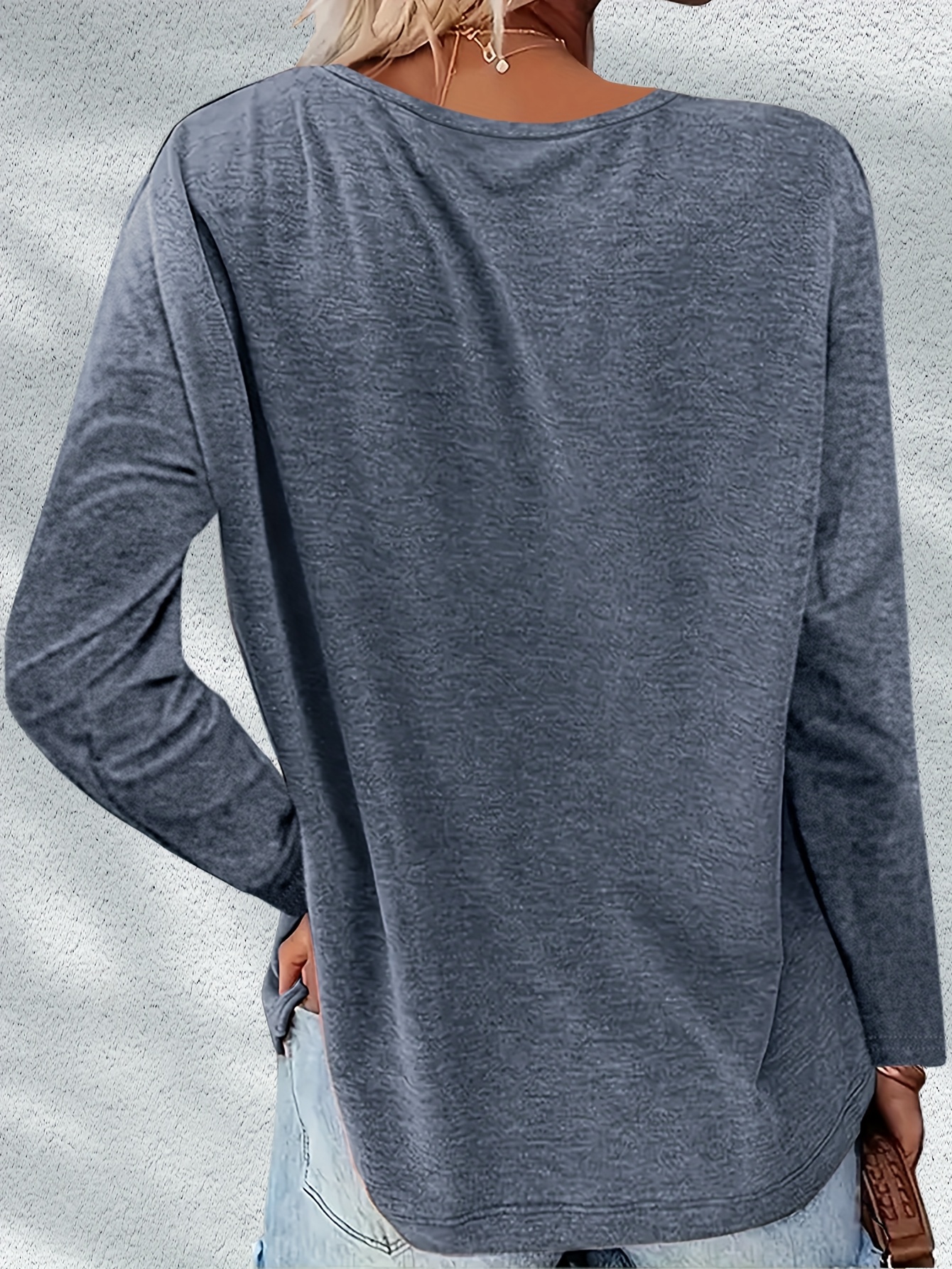 3pcs womens casual v neck long sleeve t shirts soft stretchy fabric solid color basic tees for   layering   regular fit pullover   layering fashion versatile clothing comfortable wear Product details 4