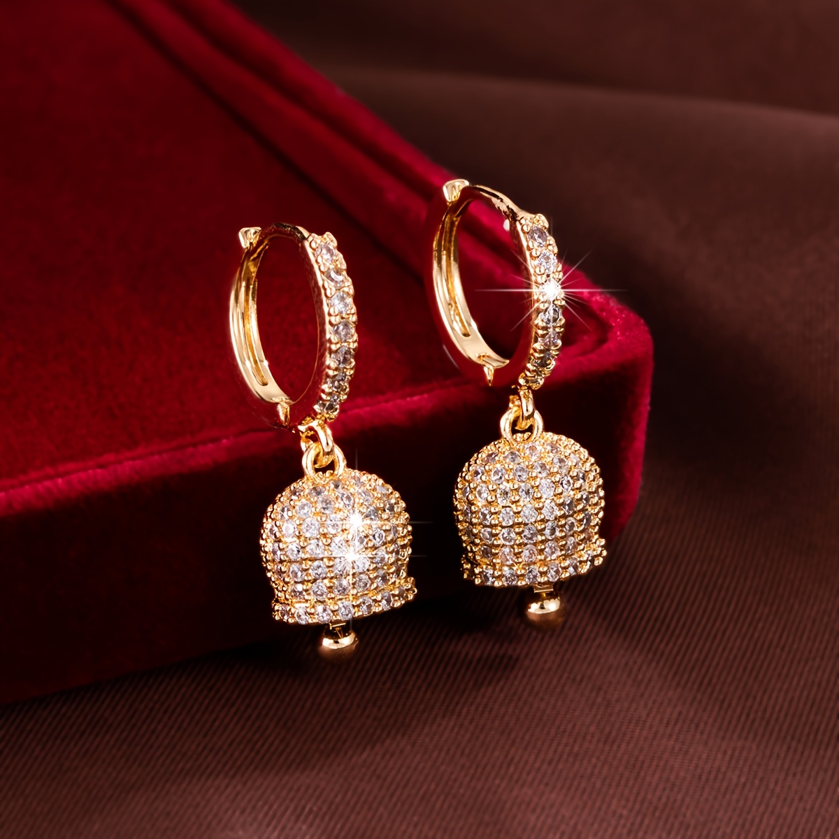 Women's Cute Bell-Shaped Zirconia Earrings