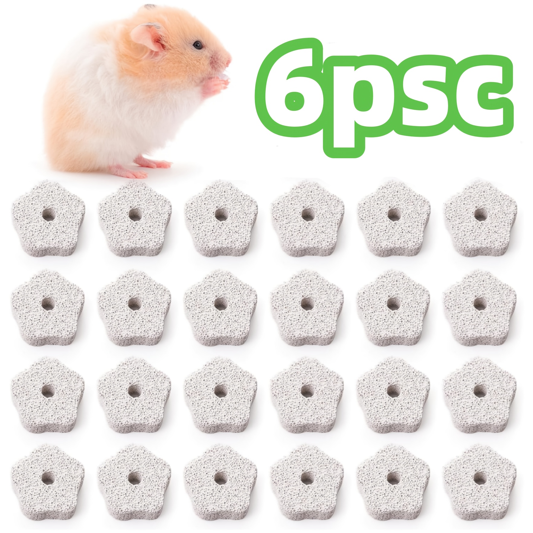 Set Of 6 Natural Lava Chew Stones, Suitable For Hamsters, Squirrels, Mice, Parrots, Rabbits, Pet Teething Toys, And Small Animal Cage Additions, Without Battery
