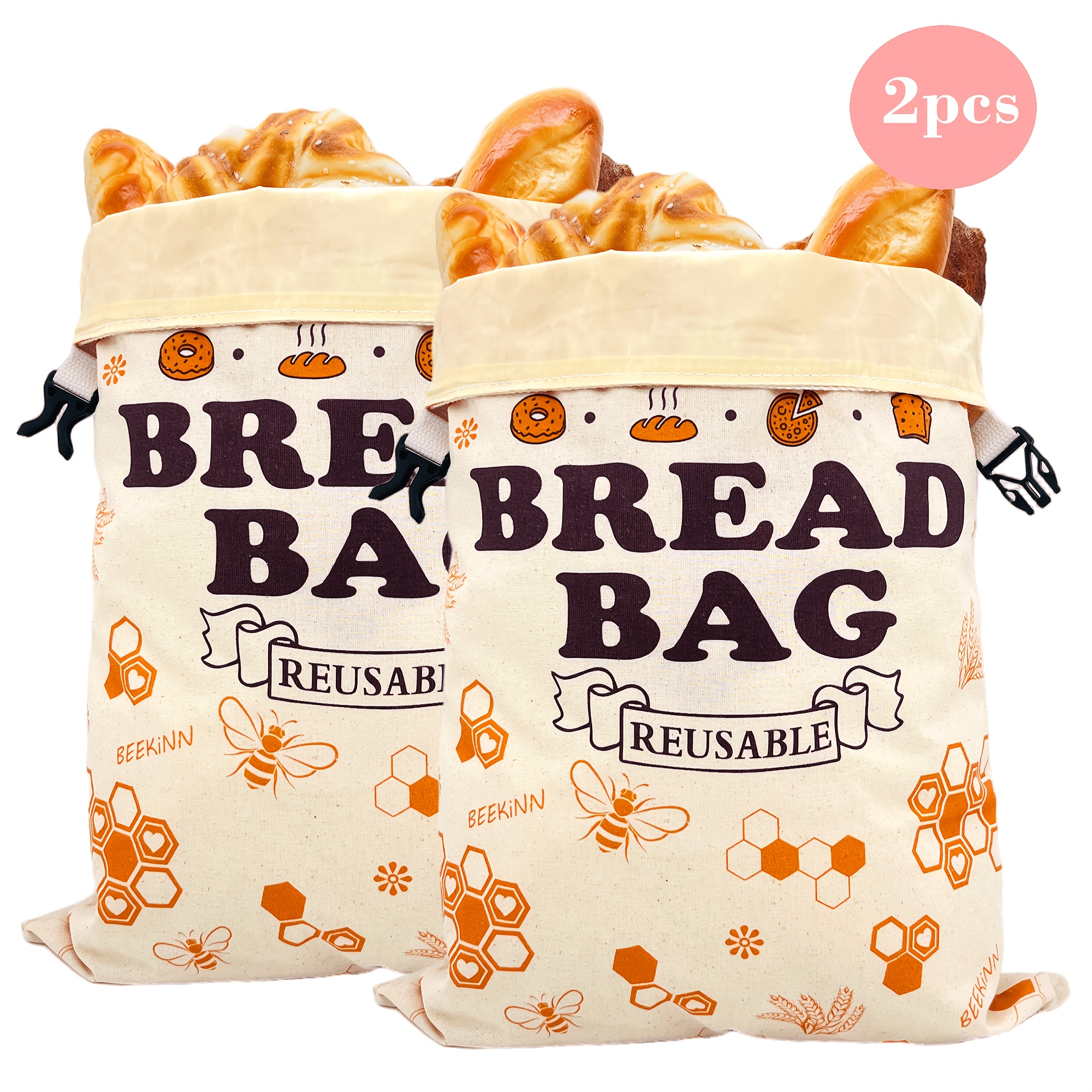 Image of 2/1pc Reusable Beeswax Bread Bags, Bread Bags For Homemade Bread, Beeswax Bread Bag To Keep Fresh, Sourdough Bread Bags Beekinn