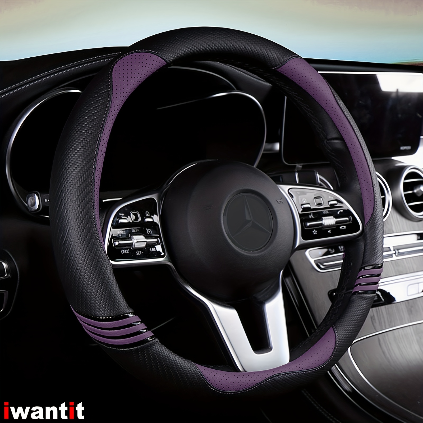 steering wheel cover carbon fiber pu pu leather anti - Temu