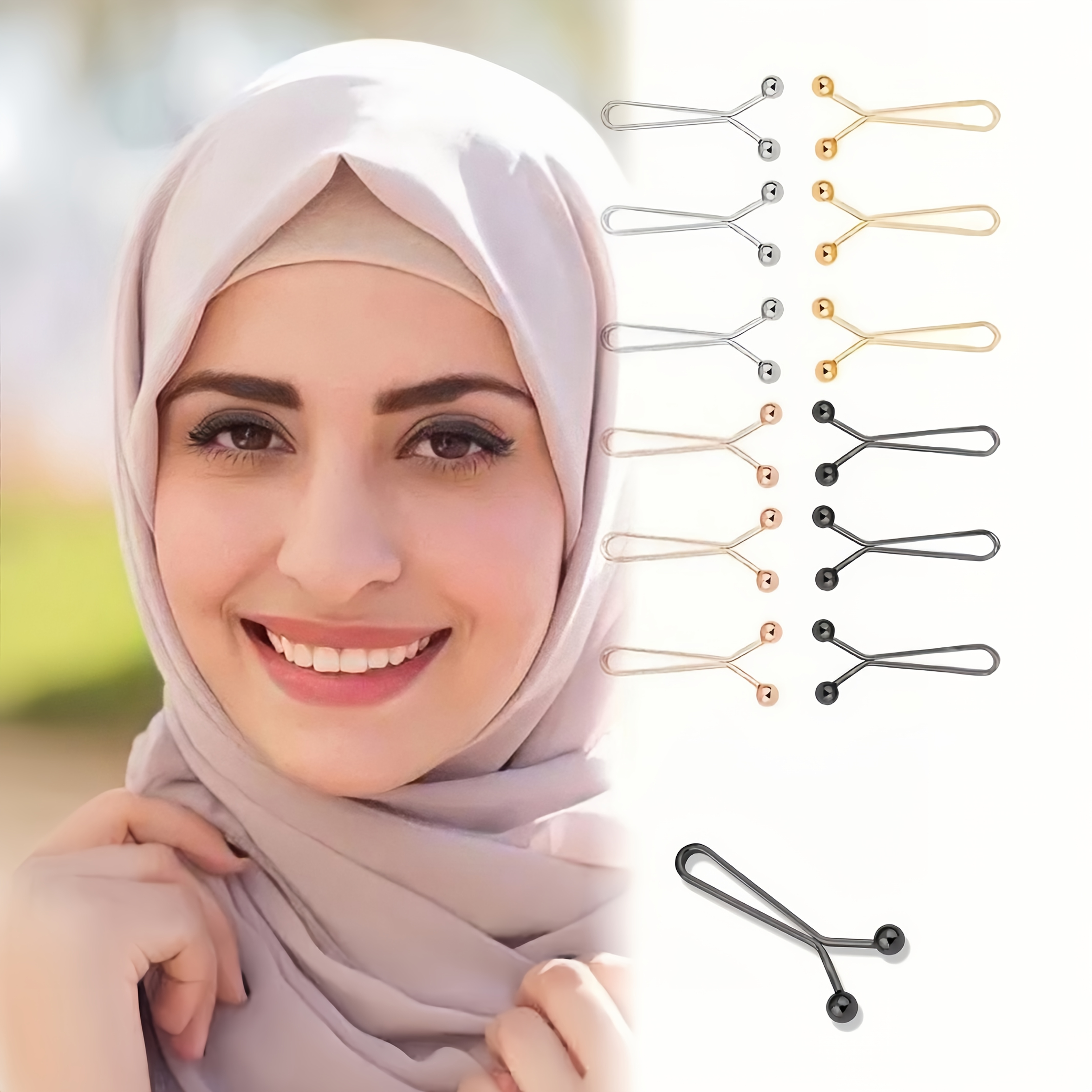 

12pcs Ladies Fashion Simple Ladies Silky Scarf Scarf Bandana Clip Anti Fixing Clip Pin