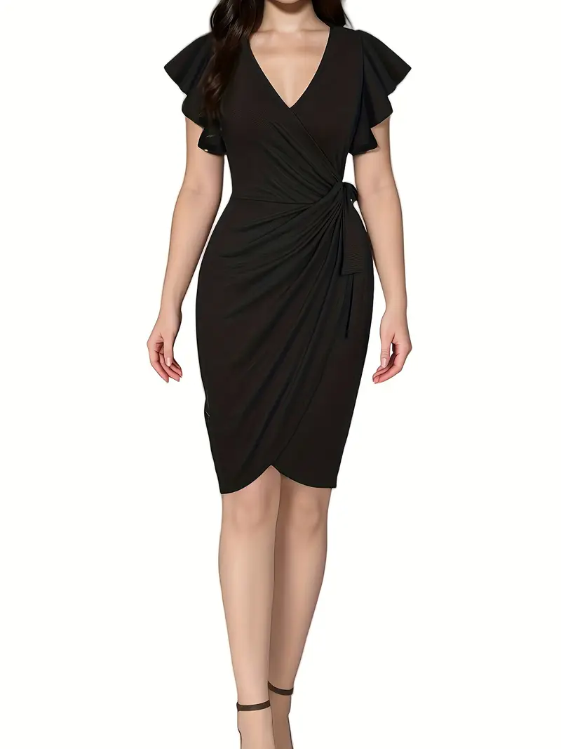 womens v neck waist pull pleated flare sleeve - Temu womens v neck waist pull pleated flare sleeve - Temu