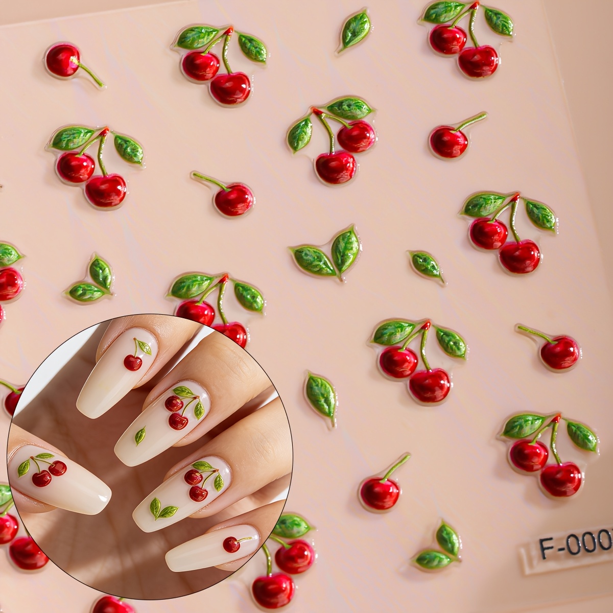 1pc Embossed Nail Stickers, Spring/ Nail Decals, , Suitable For Women's Home Diy .