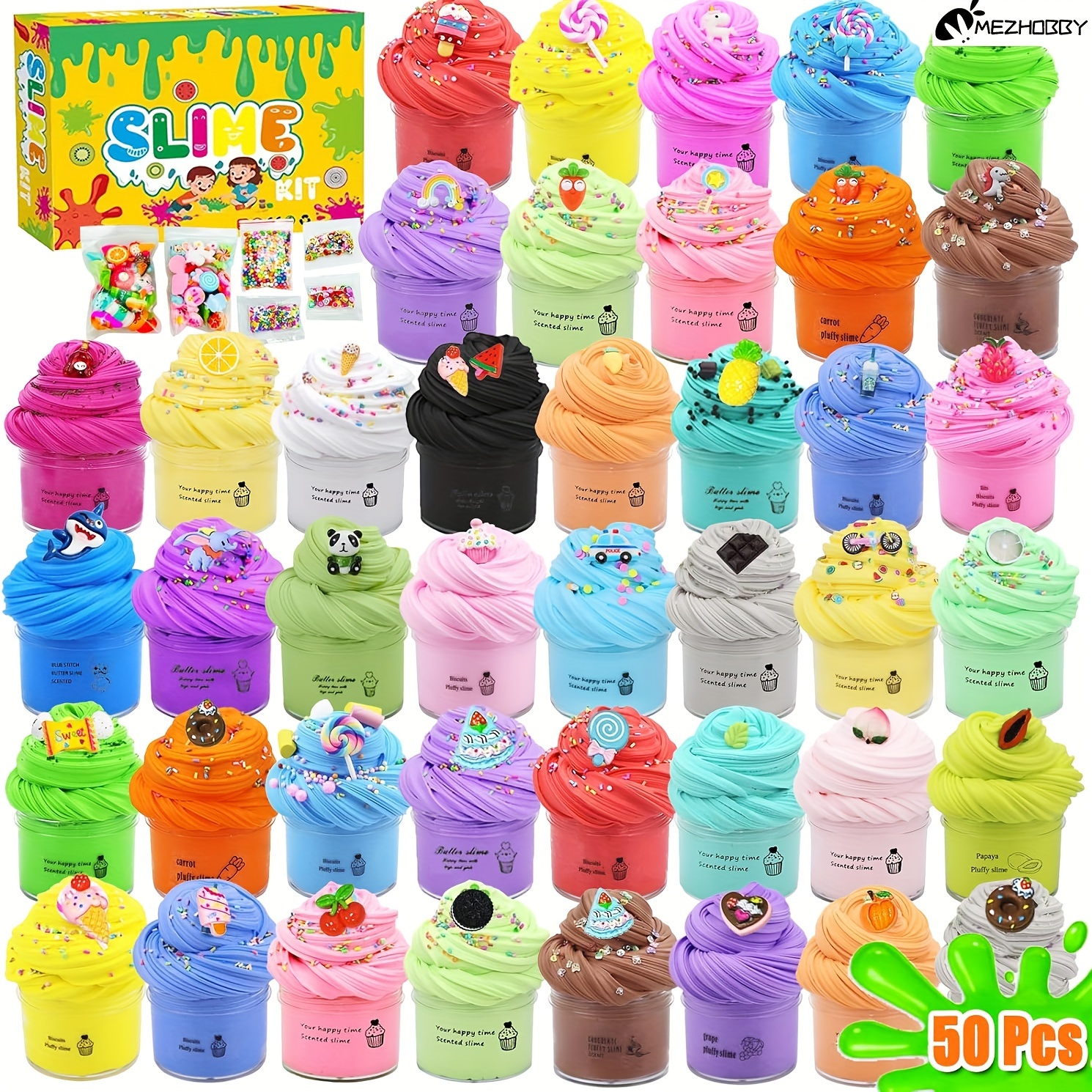 

50pcs Slime Set - Scented, Soft & Non-sticky - Party Favors, ' Diy , Classroom & Christmas Gifts