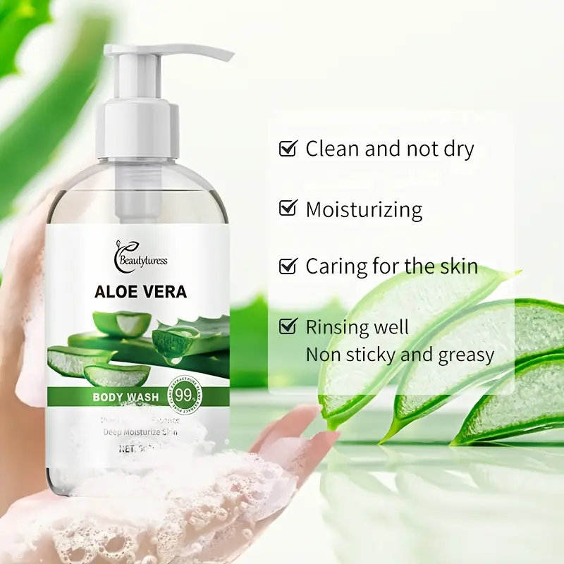 aloe vera body wash unisex adult gel with glycerin spice scented alcohol skin types deep cleansing hydrating daily full body care Product details 2