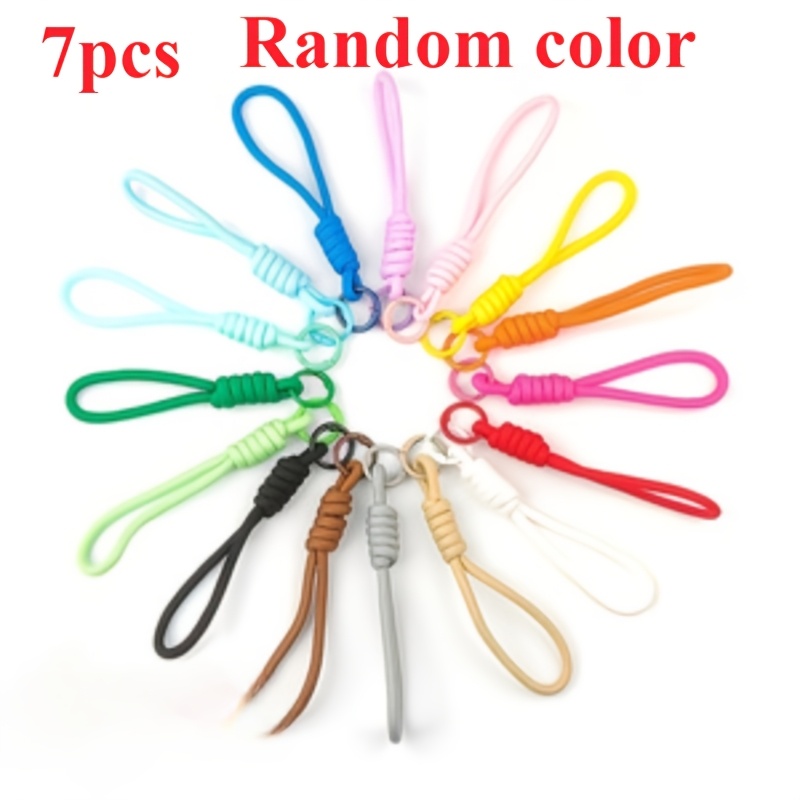 TEMU 7 Woven Mobile Phone Lanyard Keychains, Random Colors-anti-loss Rope, Durable Woven Design, Soft And Detachable-suitable For Diy Mobile Phone
