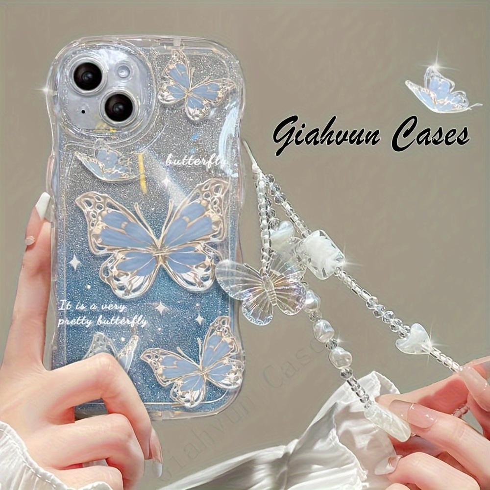 TEMU de poignet à perles papillon gravé au laser et coque de téléphone papillon de rêve pour les modèles d'for iPhone 17, 17 Air, 17 Pro, 17 Pro Max,