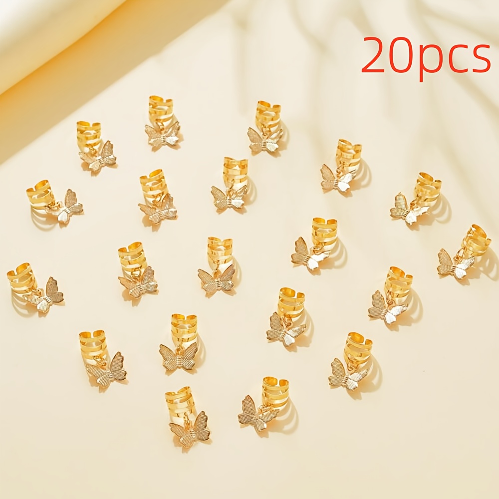 TEMU 20 Stück modische und exquisite Schmetterling Deko-Haargummis, Haar-Accessoire-Set zum Flechten, Haargummis mit Perlen, Haarspangen, Webzubehör,