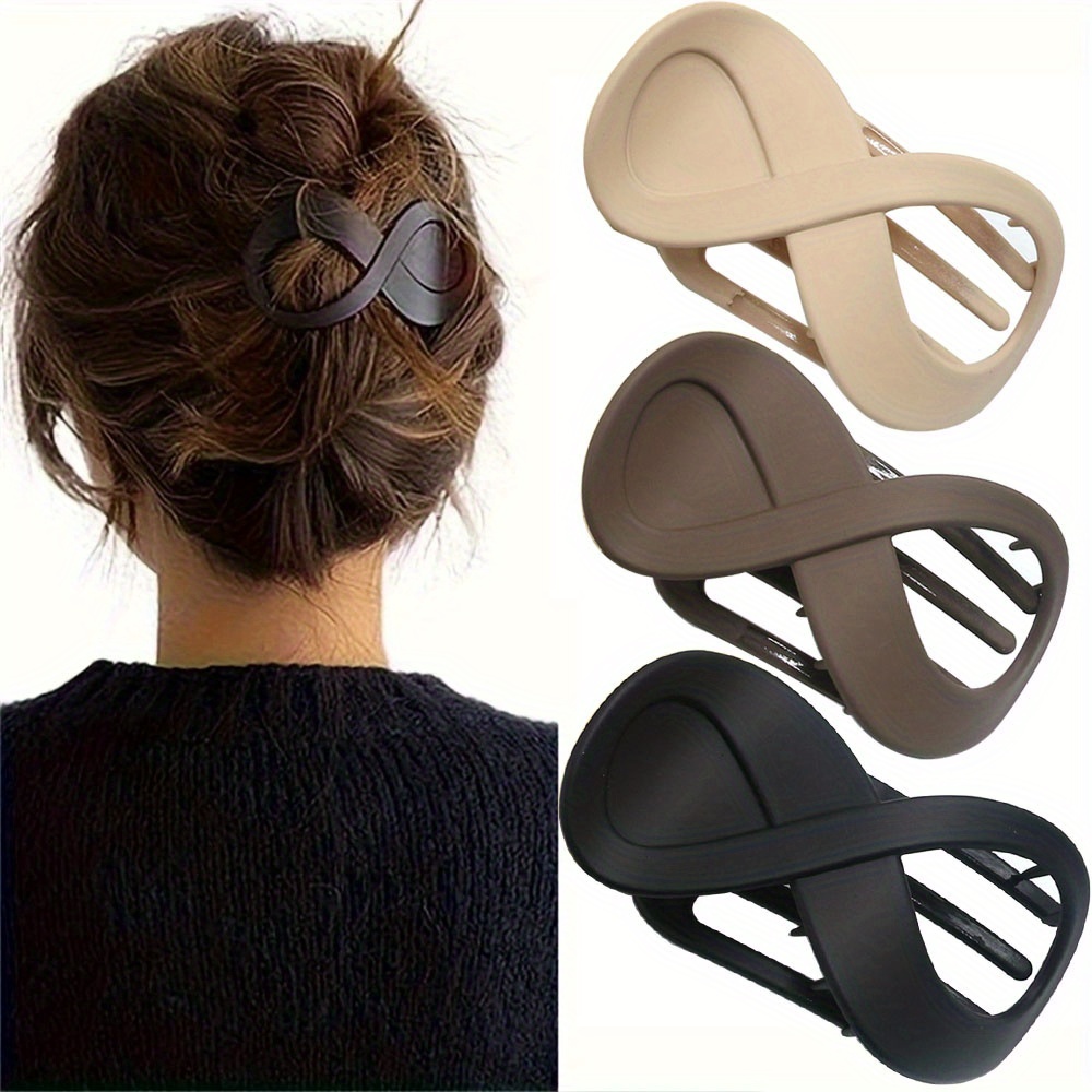 item picture 3/6pcs/Set Elegant Acrylic Matte Hair Clips - Large Unisex Solid Color Plastic Hair Additions for Thick And Thin Hair, Styling Hair Additions for Women And Daily Use