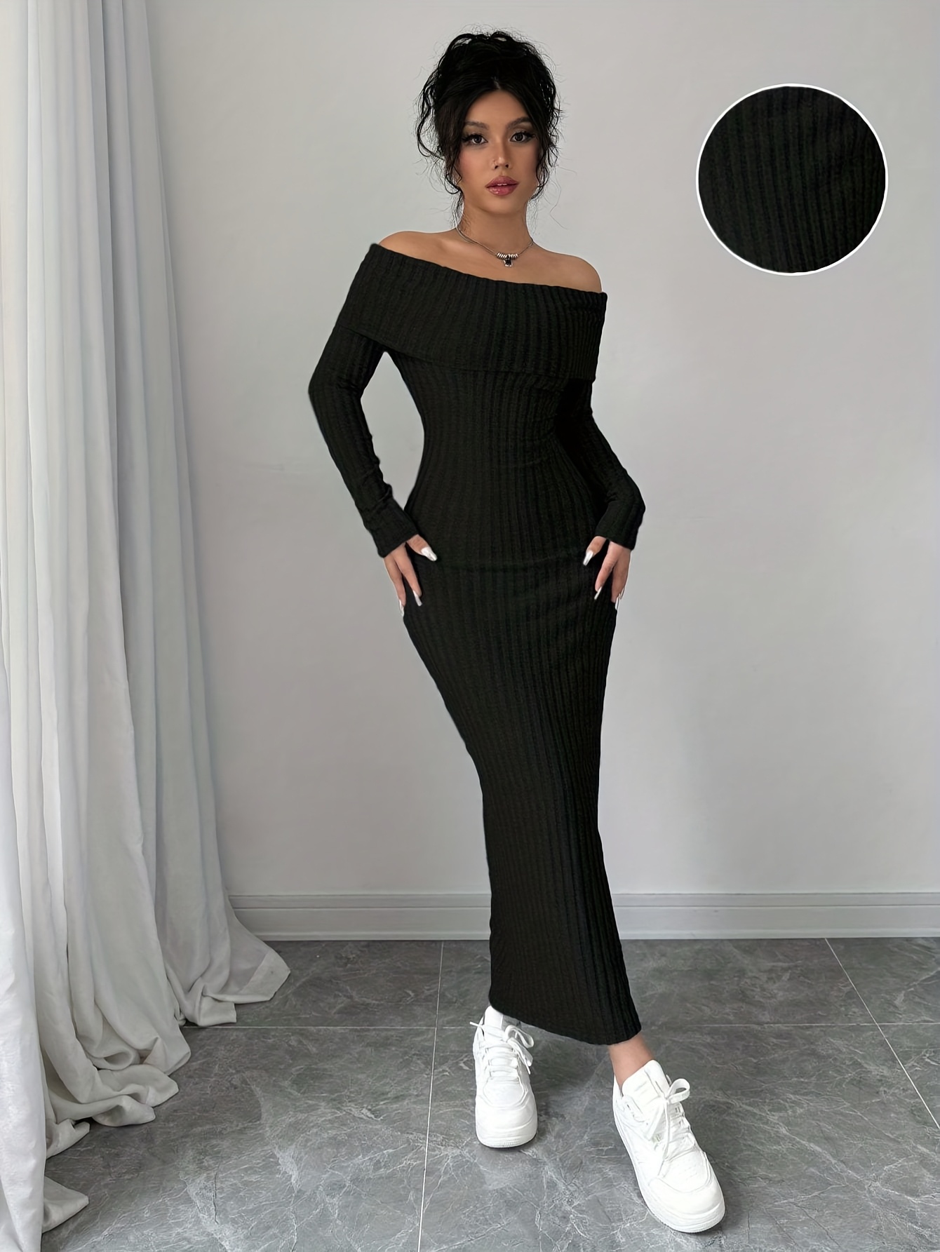 autumn winter warm shoulder long sleeve cold shoulder fitted - Temu