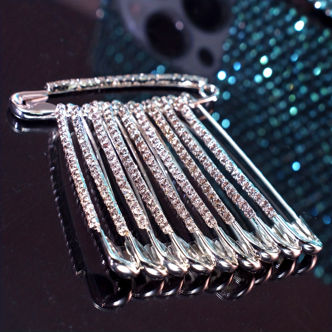 Image of Shiny Rhinestone Large 5.5cm Fixed Tightening Safety Pin