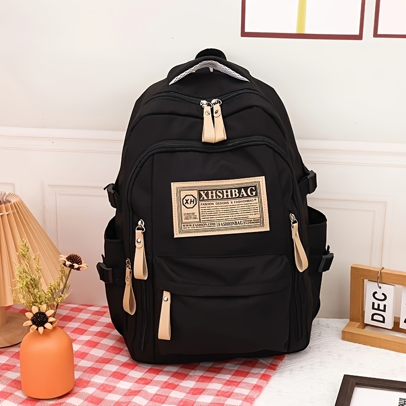 red casual backpack with adjustable shoulder straps multiple pockets lightweight durable polyester for travel school daily   stylish functional design daily   bag minimalist backpack lightweight bag details 8