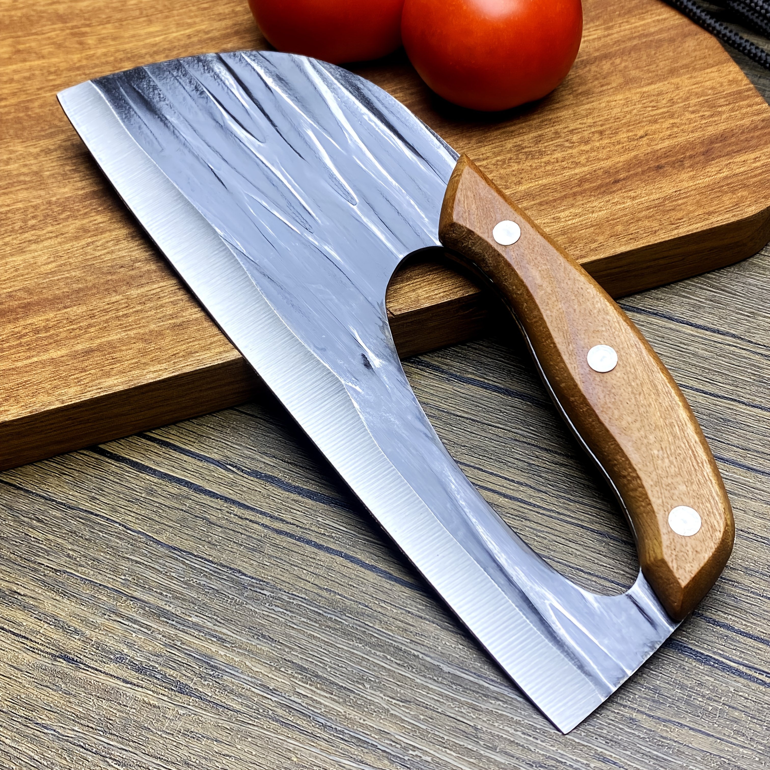 TEMU New Kitchen Knife, Easy-to-use Knife, Meat . Wooden Handle. , Comfortable To Hold For Long Periods, Simple And . A Gift For Mom And Wife.