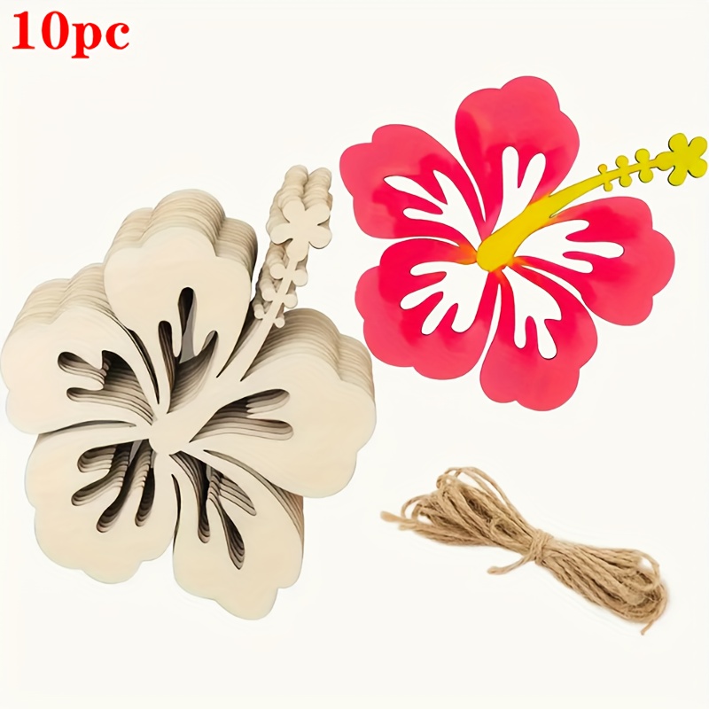 Image of 10 Wooden Flower-shaped Wood Slices For Diy Painting And Doodling Crafts, Wooden Hanging Ornaments And Decorations For Holidays, Weddings, Home Parties, And Birthdays