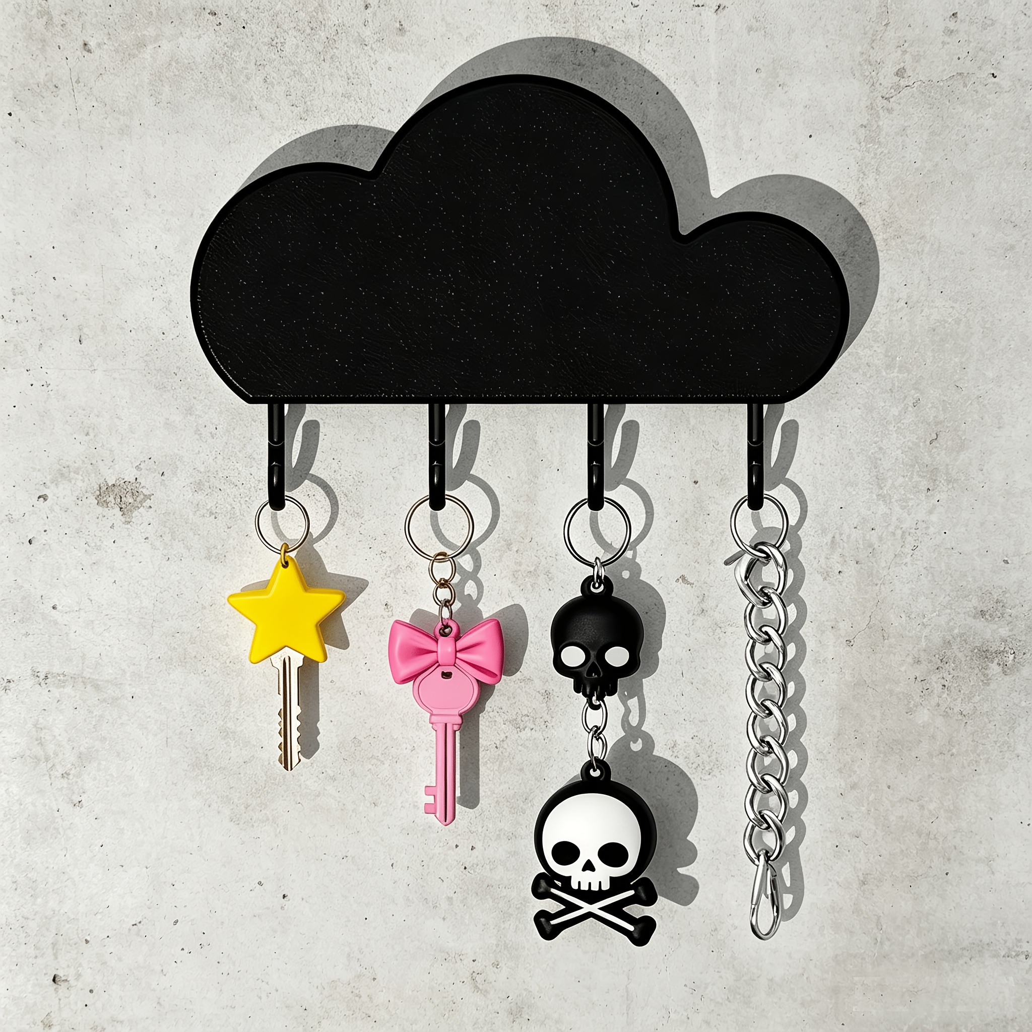 TEMU 1 pièce Porte-clés mural avec motif nuage pour entrée, grand, moyen, petit, support de rangement, organisateur à crochets, décoration de salon,