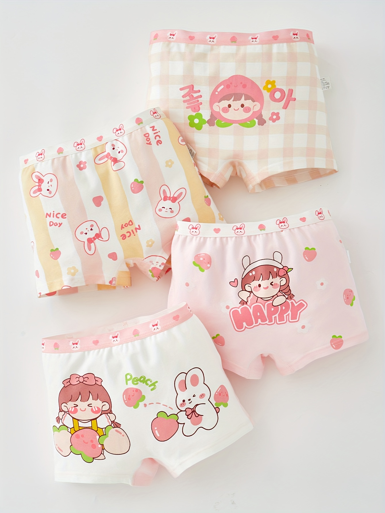 Girls Strawberry Plaid Graphic Shortie Brief Soft - Temu