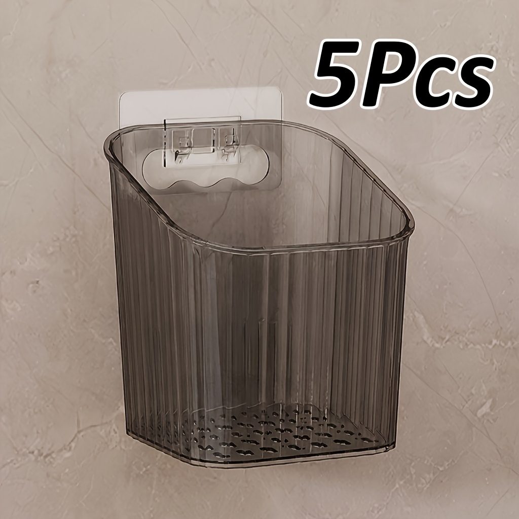 TEMU Set da 5 scatole portaoggetti da parete, organizzatore da appendere senza foratura, cesto portaoggetti in plastica ispessita con drenaggio e
