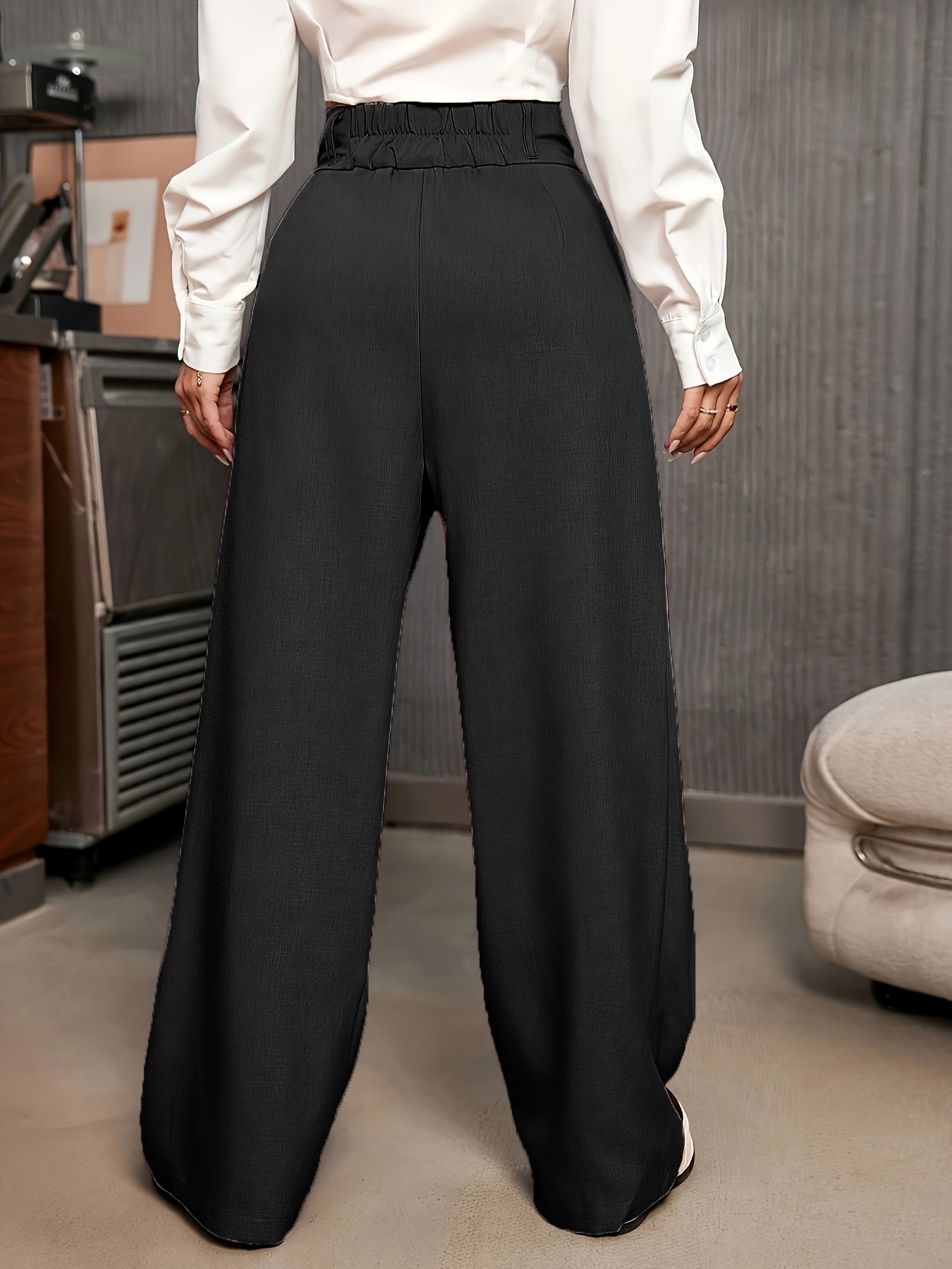 plus size womens plus size beige formal casual pants non stretchy trousers straight leg office pants with pocket machine washable everyday business attire bottoms for women comfortable workwear nontransparent fabric