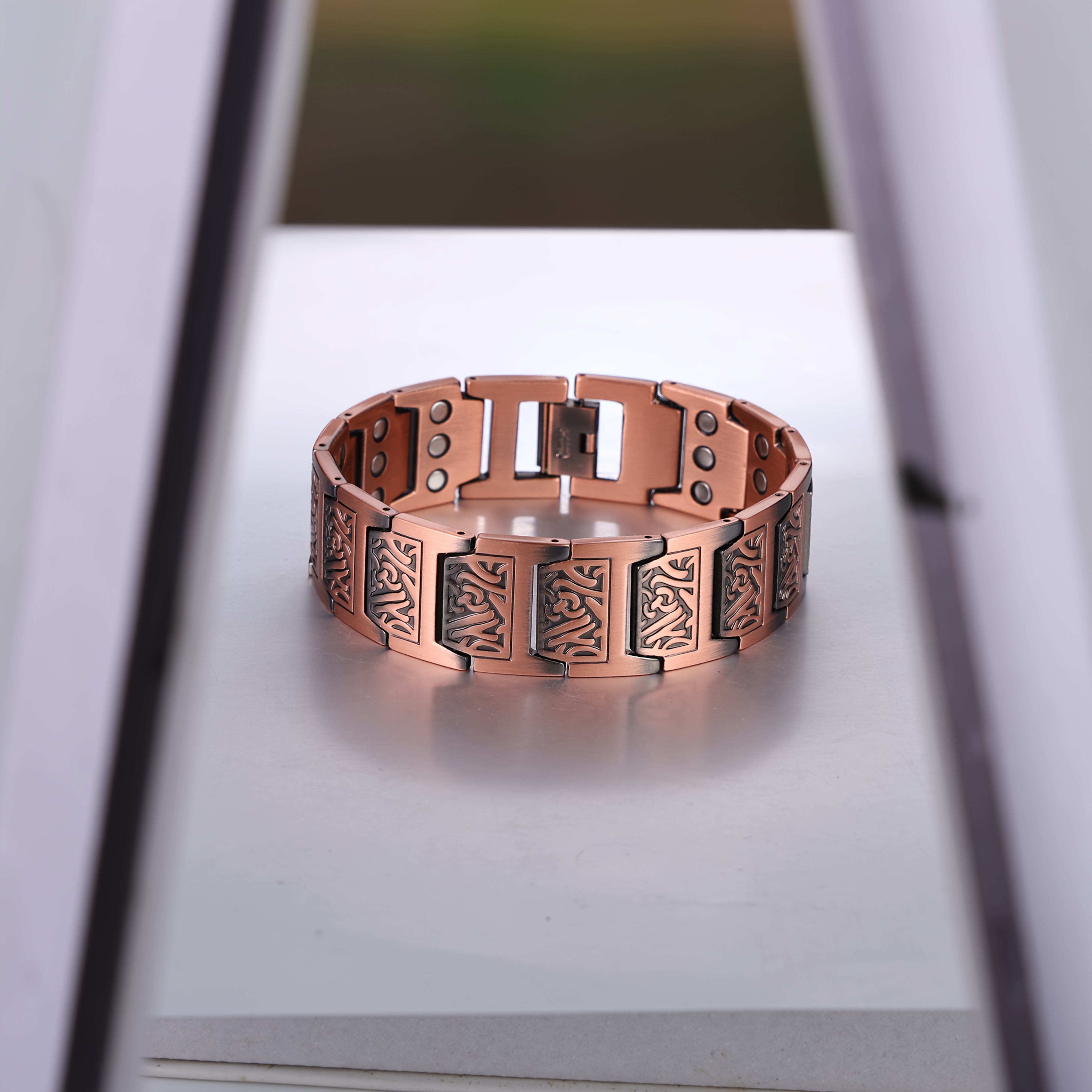 Men's 3X Strength Copper Magnetic Cross Bracelet, Adjustable