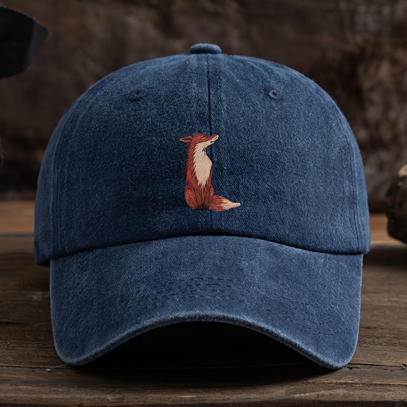 TEMU Casquette Unisexe Mignonne à Imprimé Renard - Chapeau Décontracté Extérieur avec Renard et Queue, Lavable en Machine, Port Toute l'Année, Idéal
