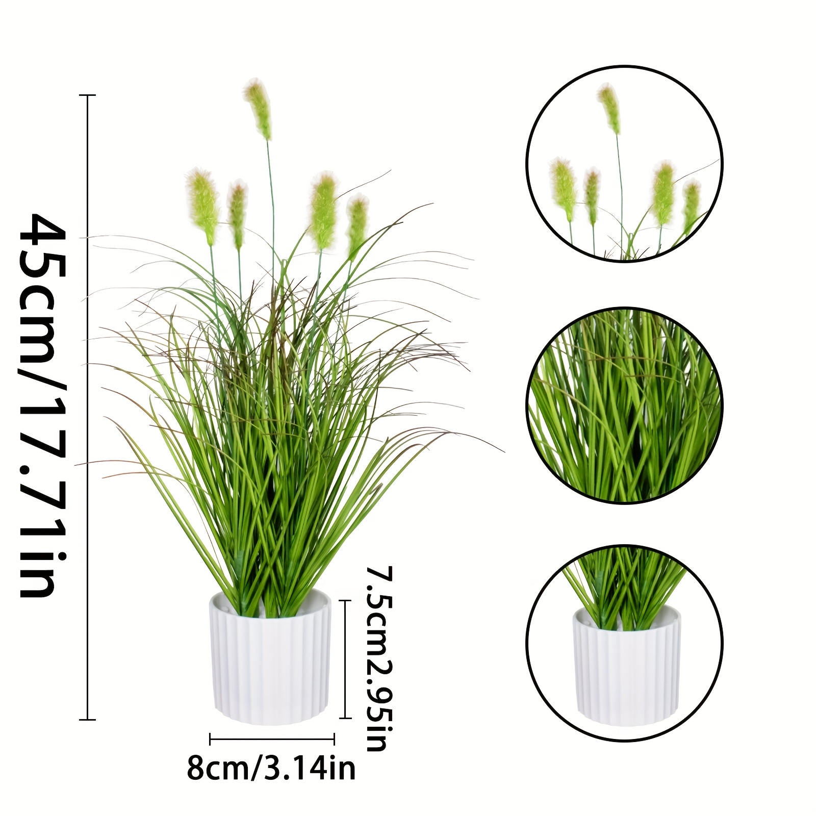 Image of Single-piece Artificial Green Plant Bonsai, 17-inch Tall Potted Plant With Container, Reed Dried Flower Hanging Bonsai, Fake Flower Decoration, Nordic Style Floor Or Tabletop Display