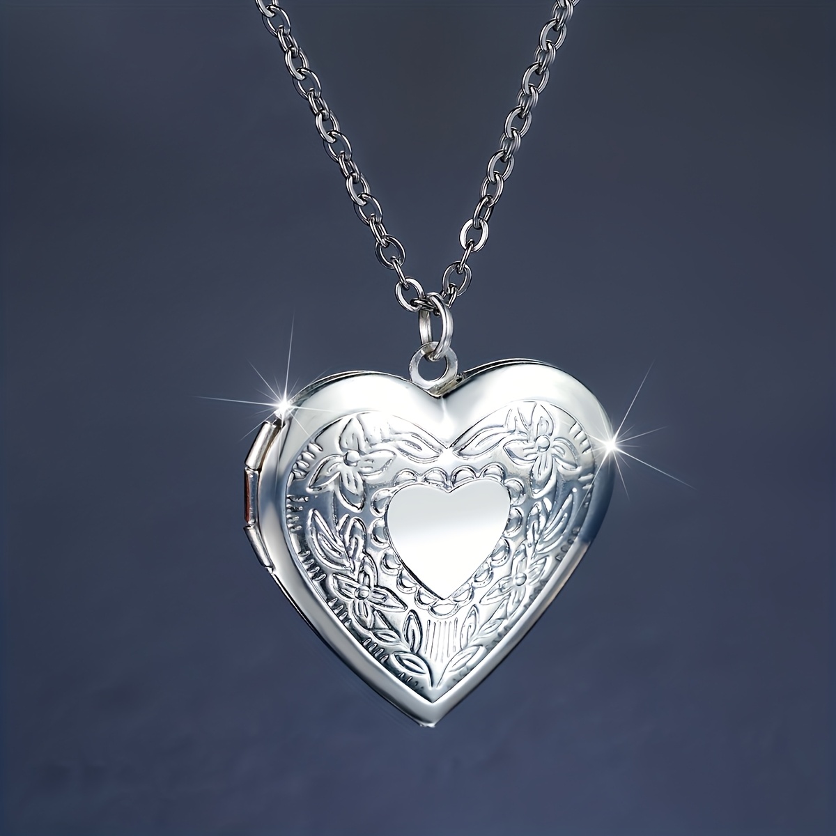 TEMU A Stainless Steel Women's Trendy Heart-shaped Pendant Necklace - A Pendant For Valentine's Day, The Perfect Romantic Gift