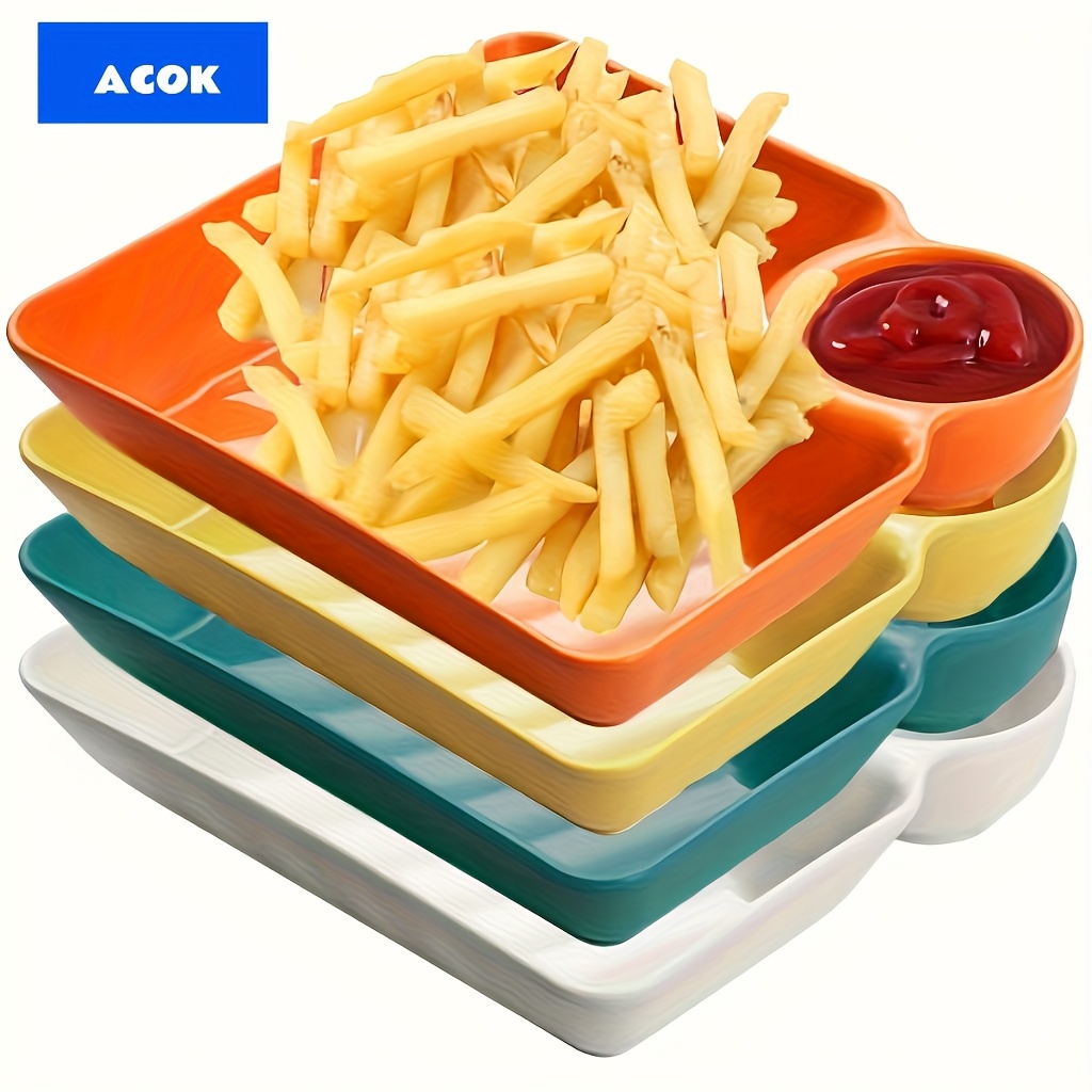 TEMU 4pcs Colorful Serving Plate Suit- Durable Pp, Bpa-free Snack, Sushi And Appetizer Plates With Dipping Sauce Plates- Charcuterie, Desserts And Holiday Parties