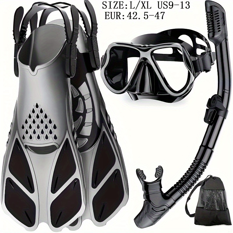 TEMU Qingsong 3pcs Snorkeling Set, Including Snorkeling Masks With Snorkel, Swimming Fins, Storage Bag, Snorkeling Gear For Swimming, Snorkeling,