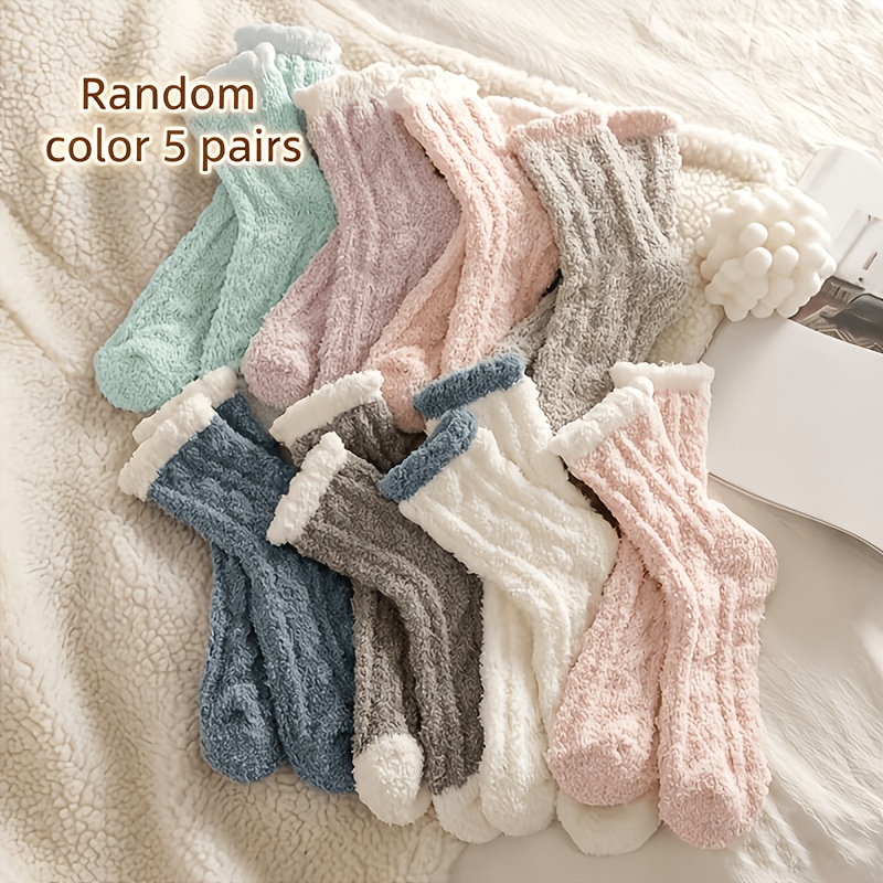 TEMU 5 Paires de Chaussettes de Marin d'Été en Molleton Mélangé aux Couleurs Aléatoires, Unisexe, Décontractées et Chaudes, Douces, Adaptées à et au