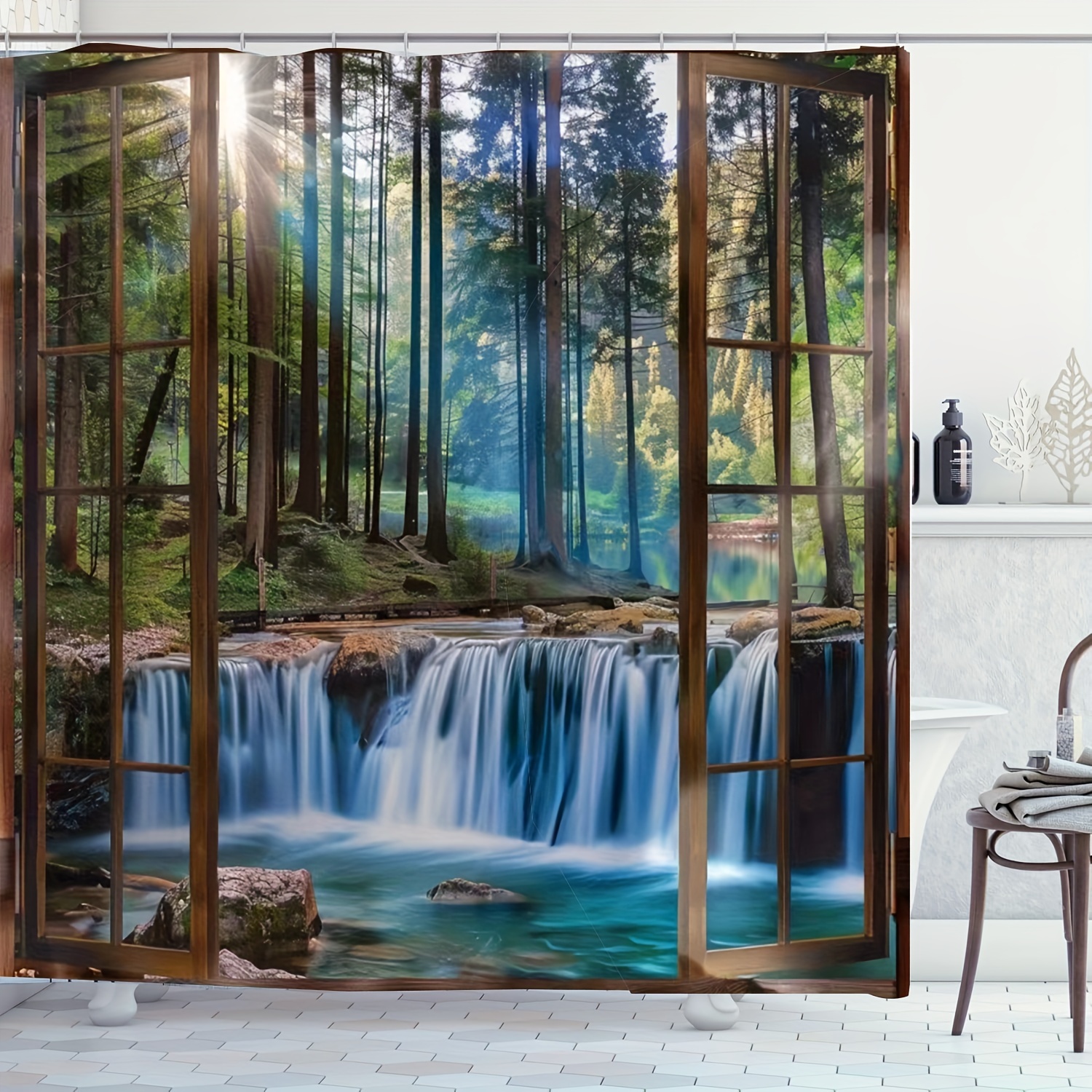 

1pc Shower Curtain 12 - - Polyester , Unlined Top, , & , - Bathroom Decor
