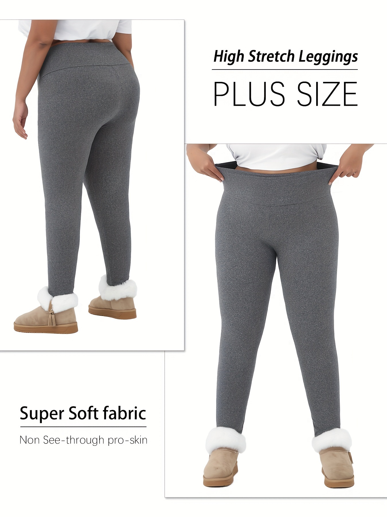 Buy Women's Plus Size Leggings, Fleece Lined Ultra Soft Black