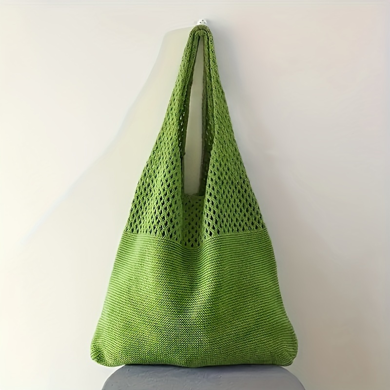 

Chic Large Capacity Knit Tote Bag For Women - Soft, Unlined With Fixed Shoulder Straps & Easy