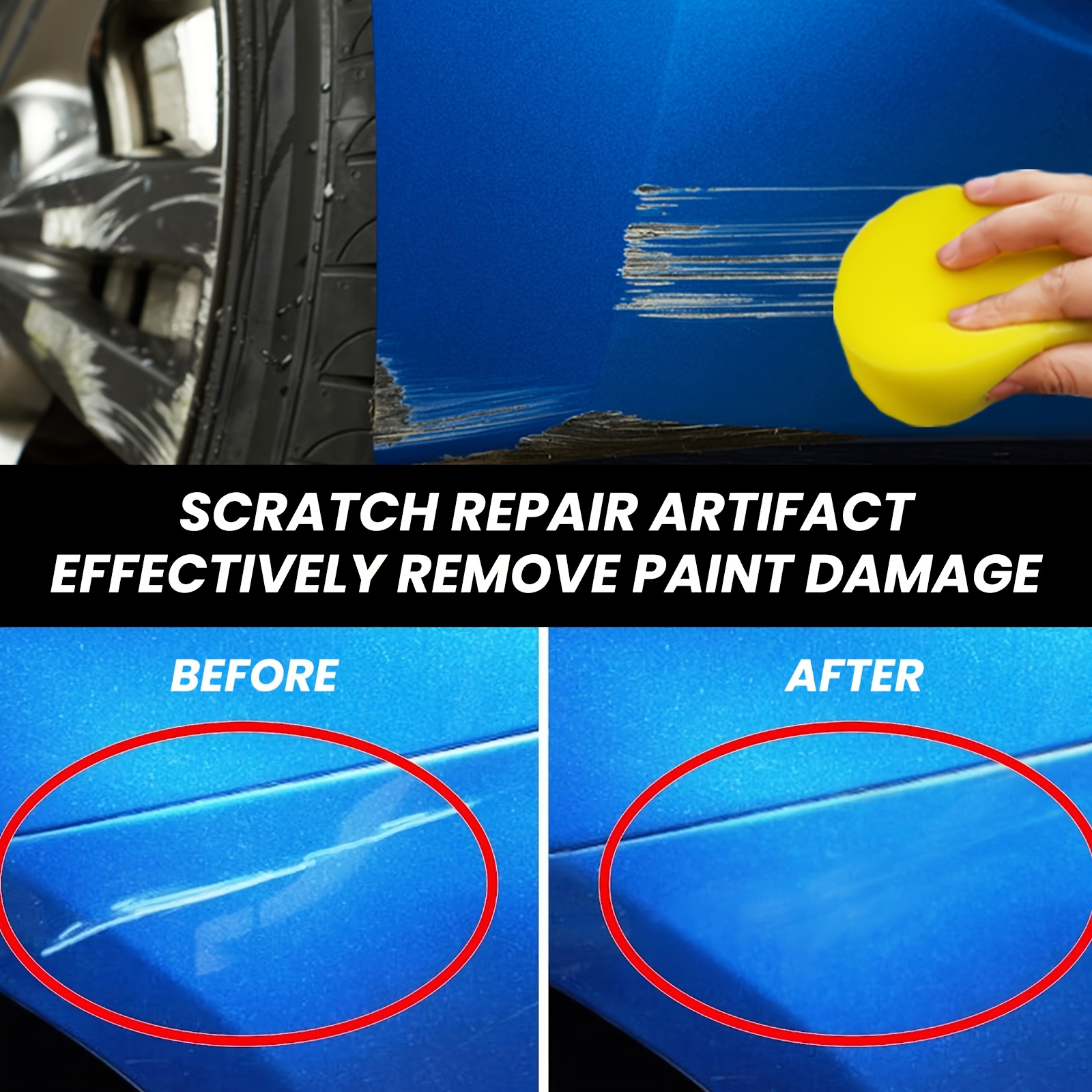 car scratch wax for paint repair this product scratch removal wax a cleaning sponge and is designed to fix scratches on your vehicles polishes and refurbishes the coating Product details 2