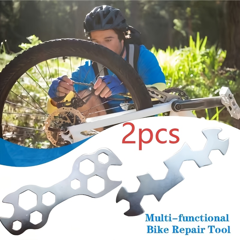 TEMU 2pcs Multi-hole Bike Wrench, Portable Multifunctional Wrench, Hexagonal Multi-hole Screw Wrench, Bicycle Repair Hand Tool, Mountain Bike Wrench,