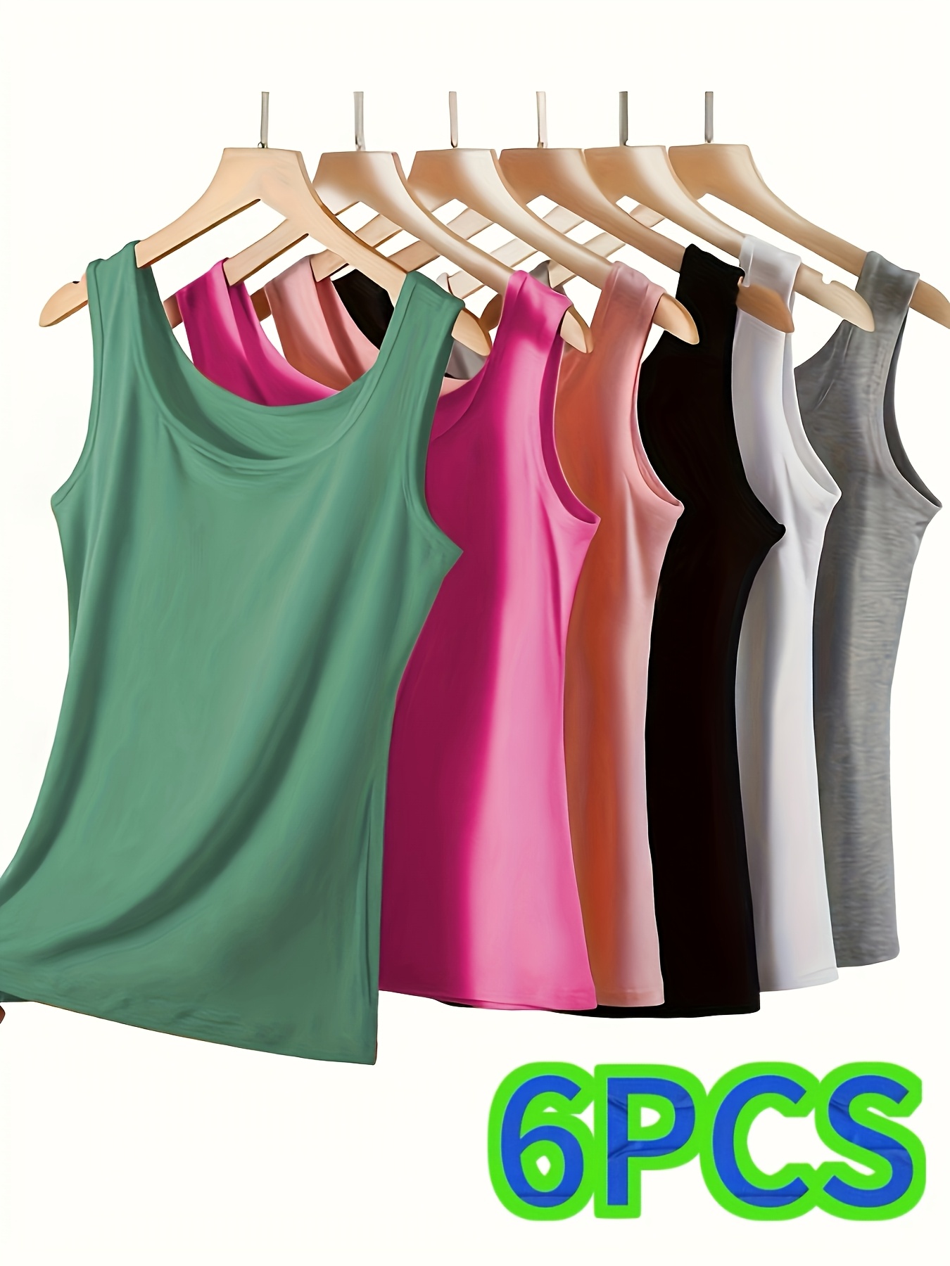 6pcs plus size camisole vest womens summer versatile comfortable sleeveless top set