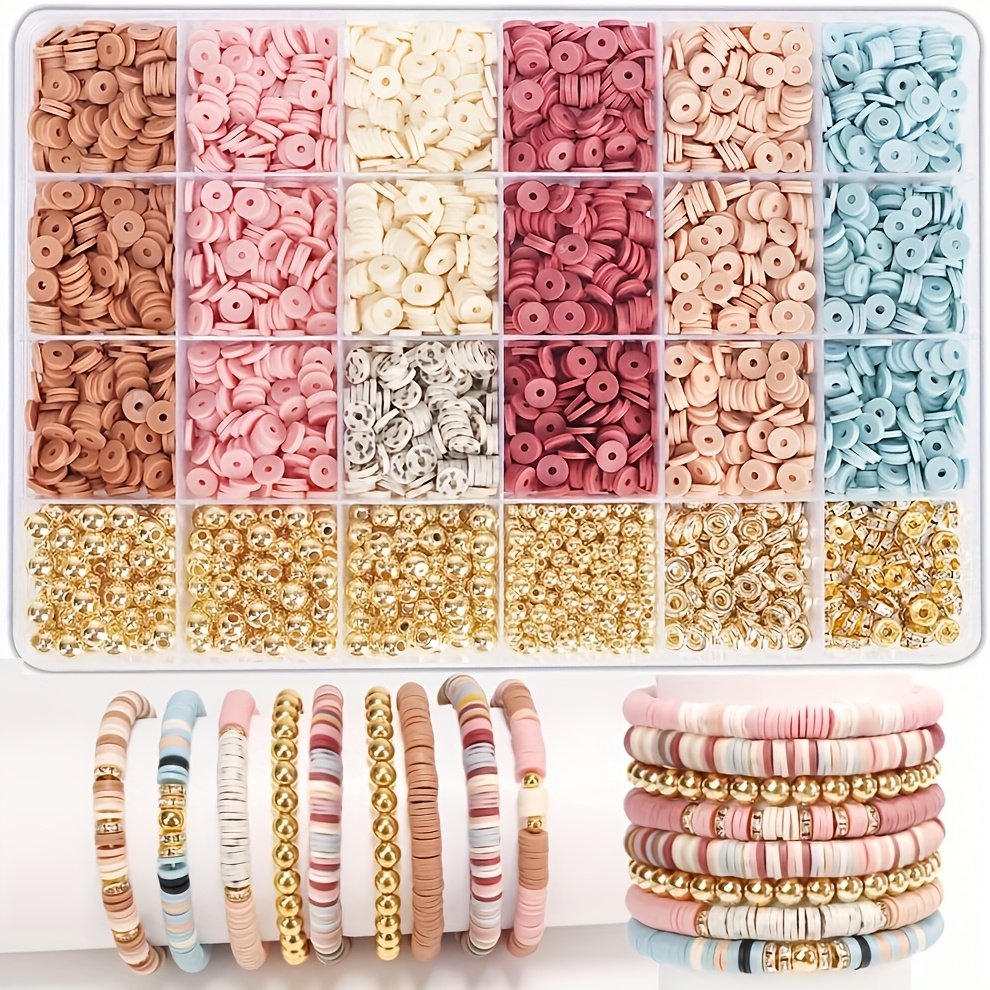 

4000pcs Style Polymer Clay Beads Kit, Soft Clay Heishi Beads, Hybrid Shape With Hollow , Making For Crafting