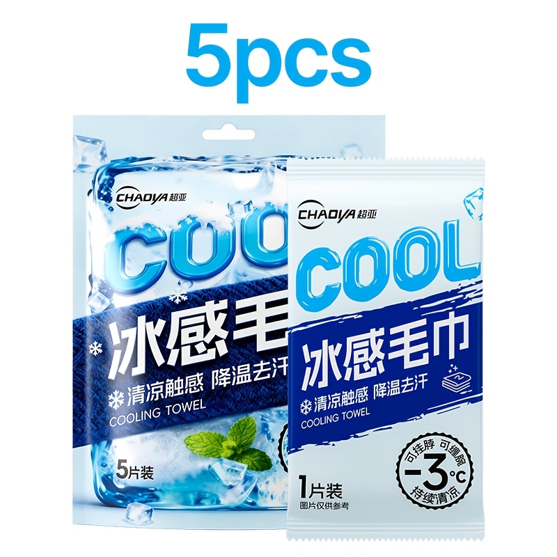 5 Count Cooling Towel For Summer | Sweat-wicking & Fast-drying Face Cloth For , Reusable Fabric, Portable Travel Size, Soft & Breathable, Ideal For Gym, Hiking, Camping & Daily Cooling