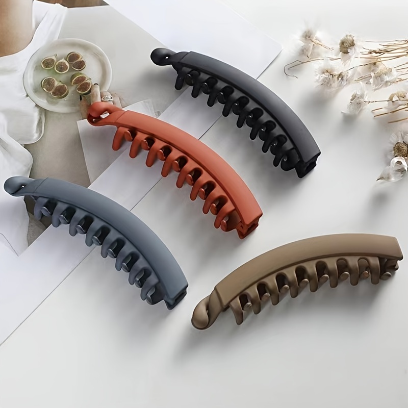 

4pcs/set Elegant Solid Color Frosted Banana Clips Curved Ponytail Holders Styling Hairdressing Accessories