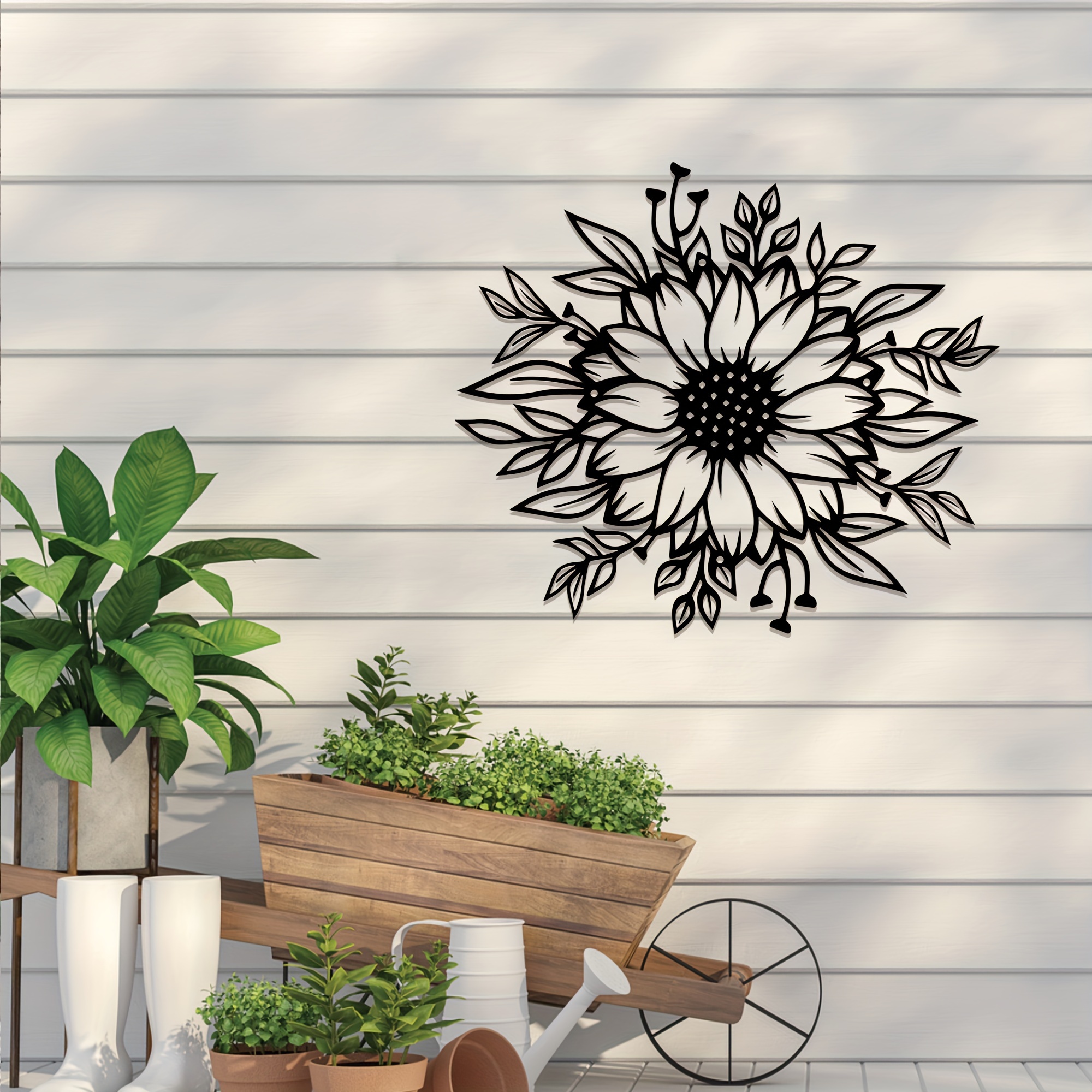 

Exquisite Sunflower Flower Metal Wall Art - Elegant Floral Decor With Rustic Charm For Spring, Indoor And Outdoor Use - Unique Mothers Day Gift, Art Deco Style, Durable Metal Material