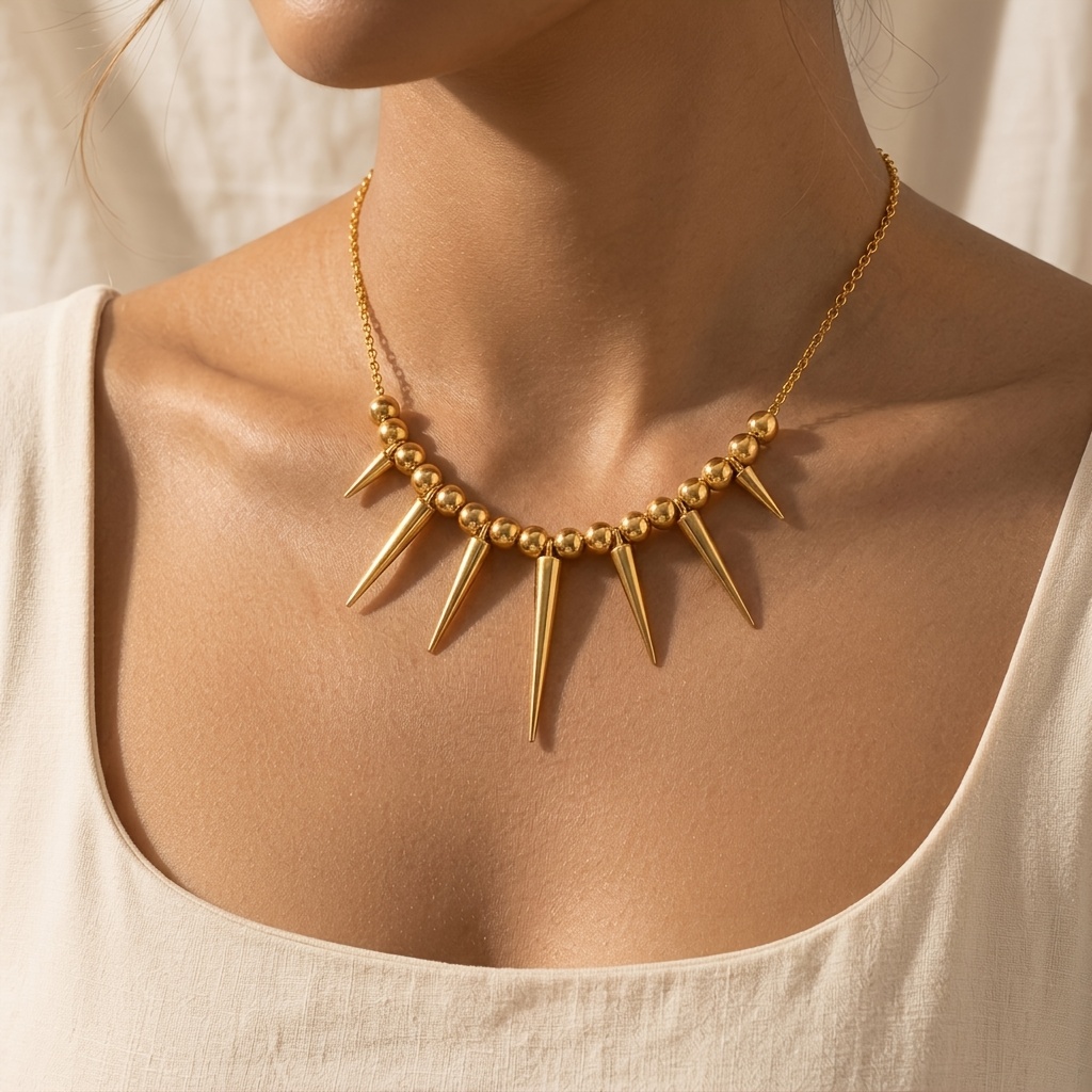 TEMU Collana di perline dorate unica e con ciondolo a spillo, perfetta i , feste e regali di Natale