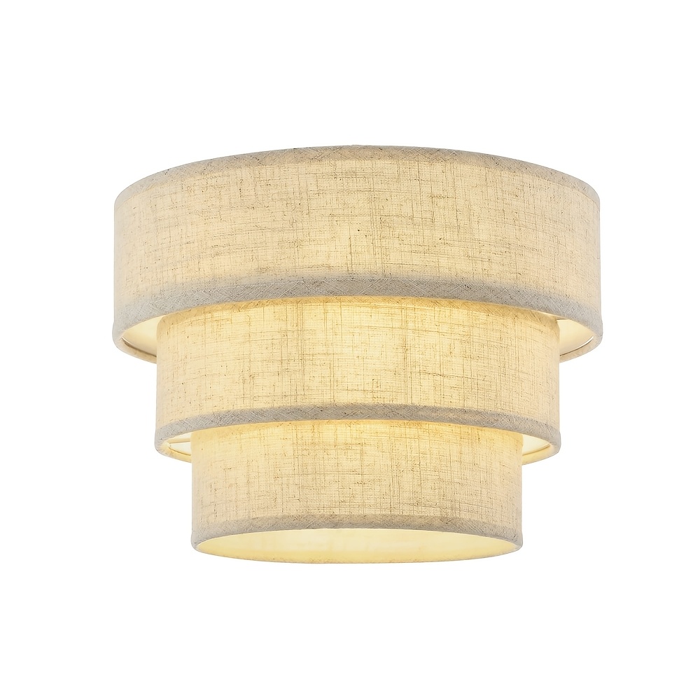 TEMU 1pc Three-tier Drum Linen Lampshade For Pendant Lights, Hanging Light Fixture Accessory For Kitchen Island, Dining Room, Entryway, Hallway,