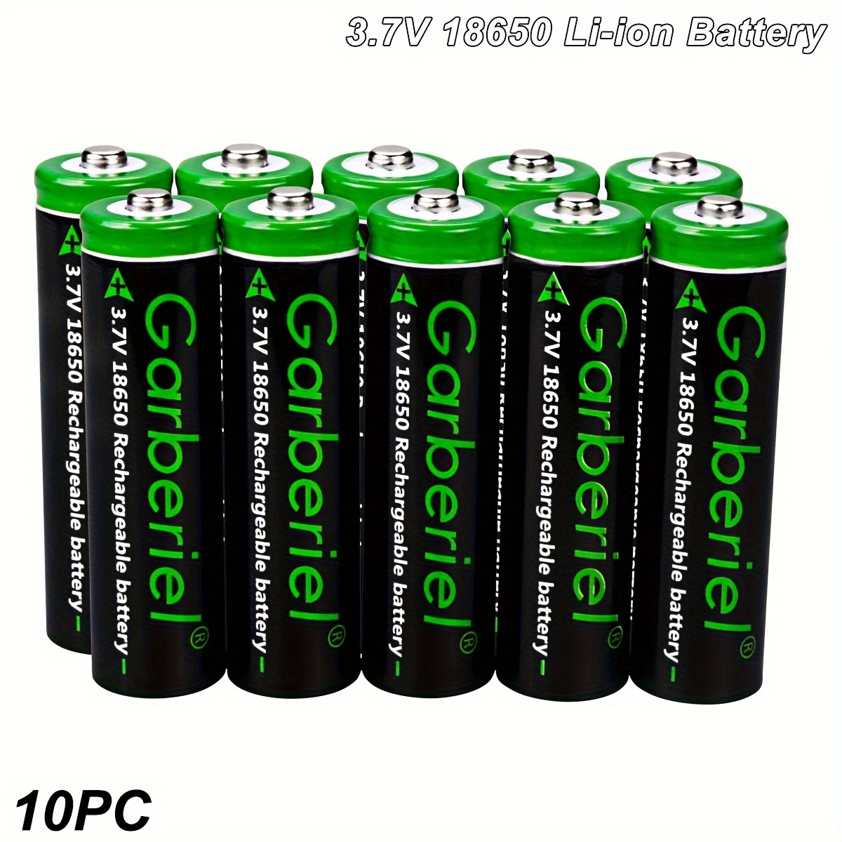 

10pcs Garberiel 3.7v 18650 Batteries, 3000mah High Capacity Button Top Rechargeable 18650 Battery For Flashlights, Headlamps, Rc Cars, Remote Control And More