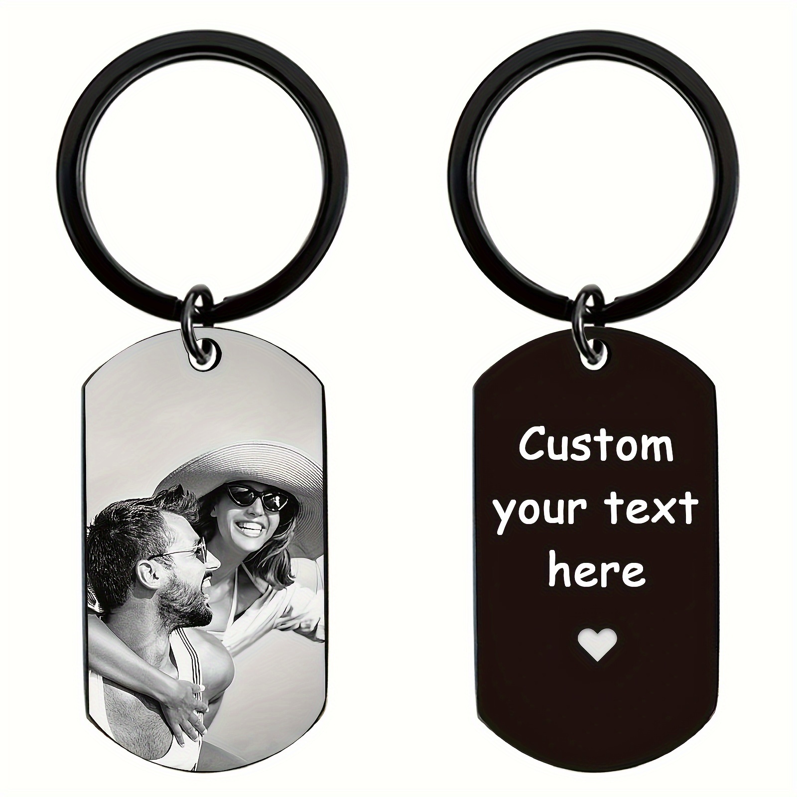 

1pc Personalized Picture Keychain, Custom Tag Keychain With Photo Name Key Ring, Valentine's Day Gift For Men Women