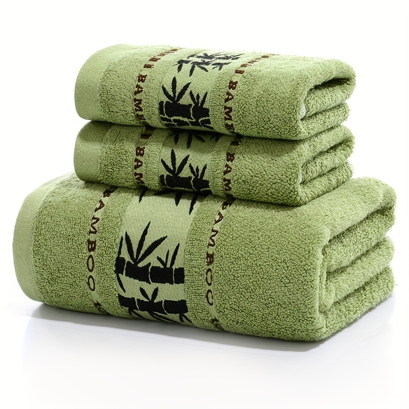 

3pcs Premium Bamboo Fiber Bath Linen Set, Absorbent Comfortable Shower Towel, Must Have Daily Towel Set (2 Hand Towels + 1 Bath Towel) Men And Women, Bathroom Supplies, Home Supplies