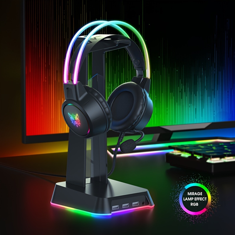 

Onikuma Double-head Beam Noise Cancelling Microphone Durable Stereo Surround Gaming Headphones Rgb