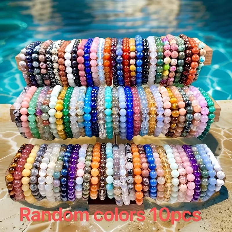TEMU 10pcs Random Color Bohemian Style Handmade Beaded Bracelet Set, Colorful Pattern Beaded Women's Bracelet Set, Suitable For Vacation And Daily