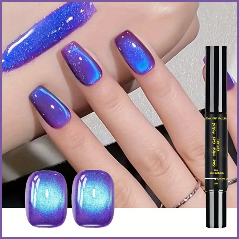 Image of Blueberry Mousse Cat-eye Nail Polish, Magnetic Shimmering Light, Mirror-like Diamond Effect, -one Solution For And Color Sealing, Smooth And Easy To Color, Convenient For , Essential Christmas Gift