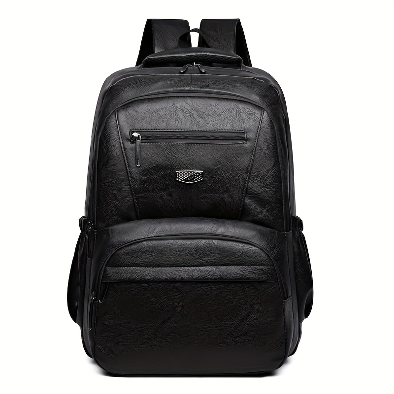 Men's Vintage Pu Large Capacity Multi-pocket Backpack, Casual Commuter Travel Backpack
